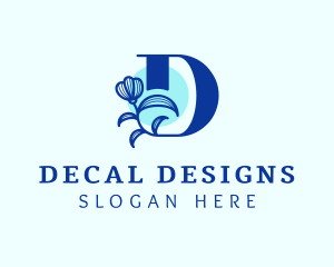 Blue Flower Letter D logo design