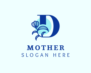Aromatherapy - Blue Flower Letter D logo design