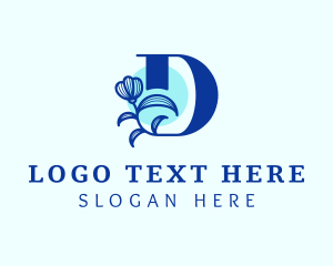 Blue Flower Letter D Logo