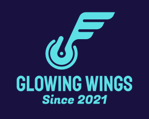 Neon Mechanical Wings logo design