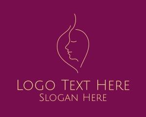 Salon - Gold Leaf Female Face logo design