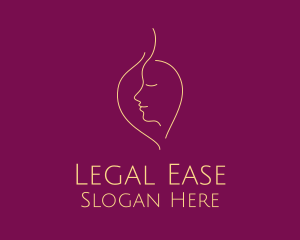 Woman - Gold Leaf Female Face logo design