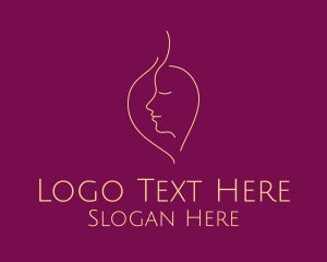 Leaf - Gold Leaf Female Face logo design