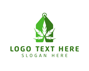 Tag - Green Cannabis Leaf logo design