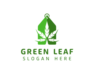 Green Cannabis Leaf logo design