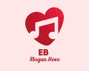 Romantic Music Love Heart logo design