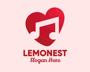 Romantic Music Love Heart logo design