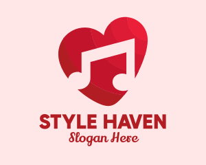 Red Heart - Romantic Music Love Heart logo design