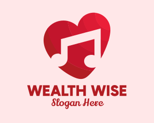 Wedding Anniversary - Romantic Music Love Heart logo design