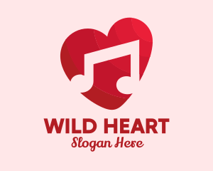 Romantic Music Love Heart logo design