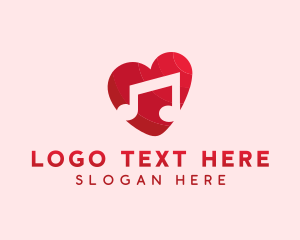 Heart - Romantic Music Love Heart logo design