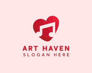 Romantic Music Love Heart logo design