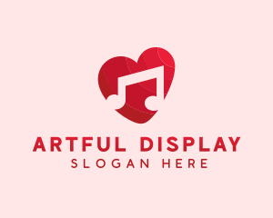 Romantic Music Love Heart logo design