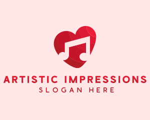 Romantic Music Love Heart logo design