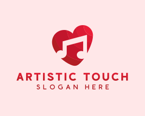 Romantic Music Love Heart logo design