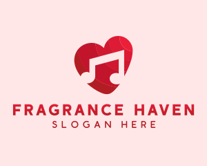 Romantic Music Love Heart logo design