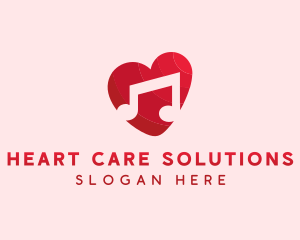 Romantic Music Love Heart logo design