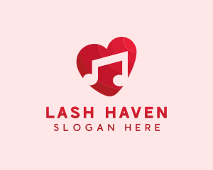 Romantic Music Love Heart logo design