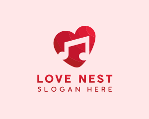 Valentines - Romantic Music Love Heart logo design