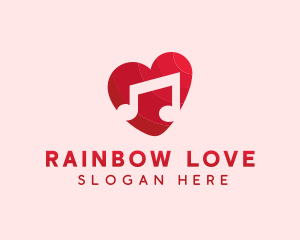 Romantic Music Love Heart logo design