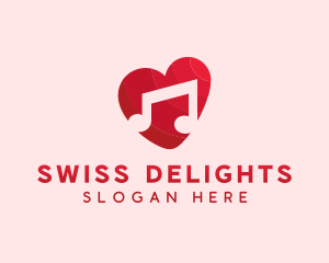 Romantic Music Love Heart logo design