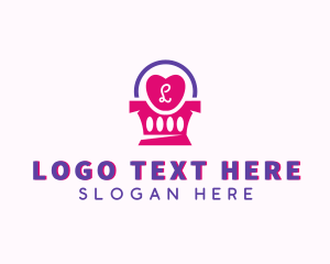 Handbag - Heart Shopping Cart logo design