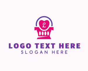 Bag - Heart Shopping Cart logo design
