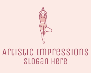 Pink Yoga Monoline logo design