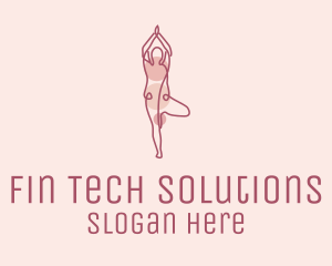 Pink Yoga Monoline logo design