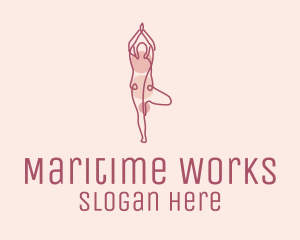 Pink Yoga Monoline logo design