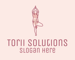 Pink Yoga Monoline logo design