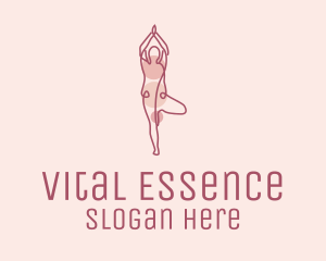 Wellbeing - Pink Yoga Monoline logo design