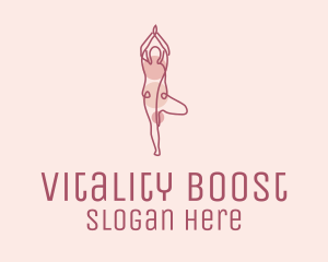 Wellbeing - Pink Yoga Monoline logo design