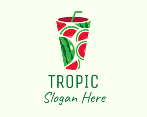 Watermelon Tropical Drink logo design