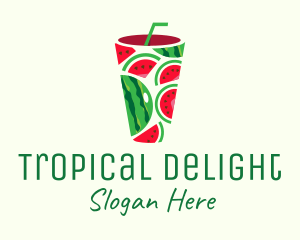 Watermelon Tropical Drink logo design