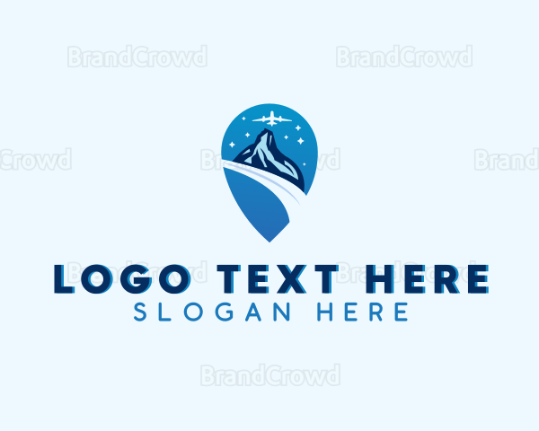 Travel Airplane Mountain Logo