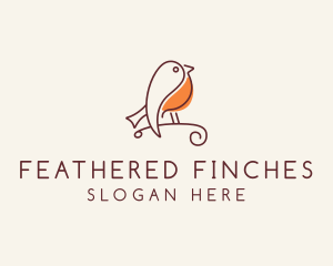 Whimsical Finch Bird  logo design