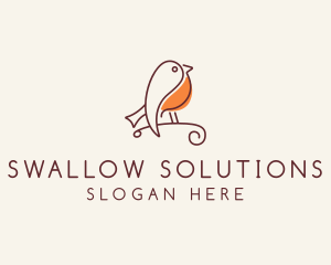 Swallow - Whimsical Finch Bird logo design