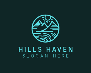 Mountain Scene Line Art logo design