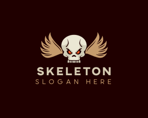 Skull Head Wing logo design