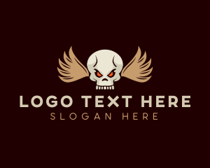 Skeleton - Skull Head Wing logo design
