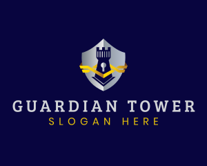 Fortress Tower Shield logo design