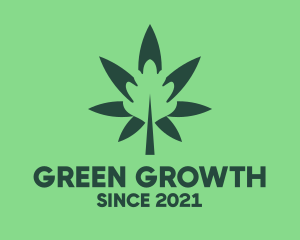 Green Cannabis Weed Herb logo design