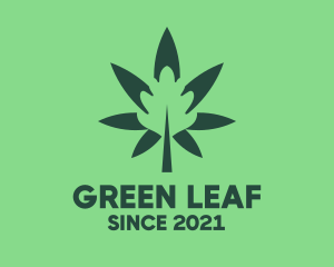 Green Cannabis Weed Herb logo design