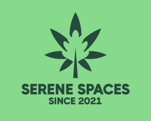 Green Cannabis Weed Herb logo design