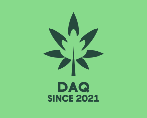 Negative Space - Green Cannabis Weed Herb logo design