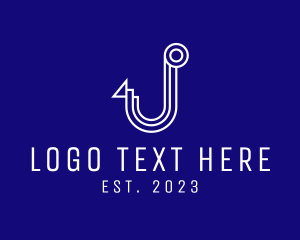 Lure - Fishing Hook Letter J logo design