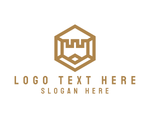 Hexagon Turret Castle logo design