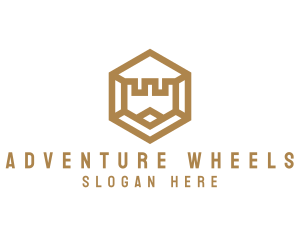 Hexagon Turret Castle logo design