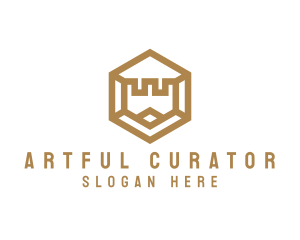 Hexagon Turret Castle logo design